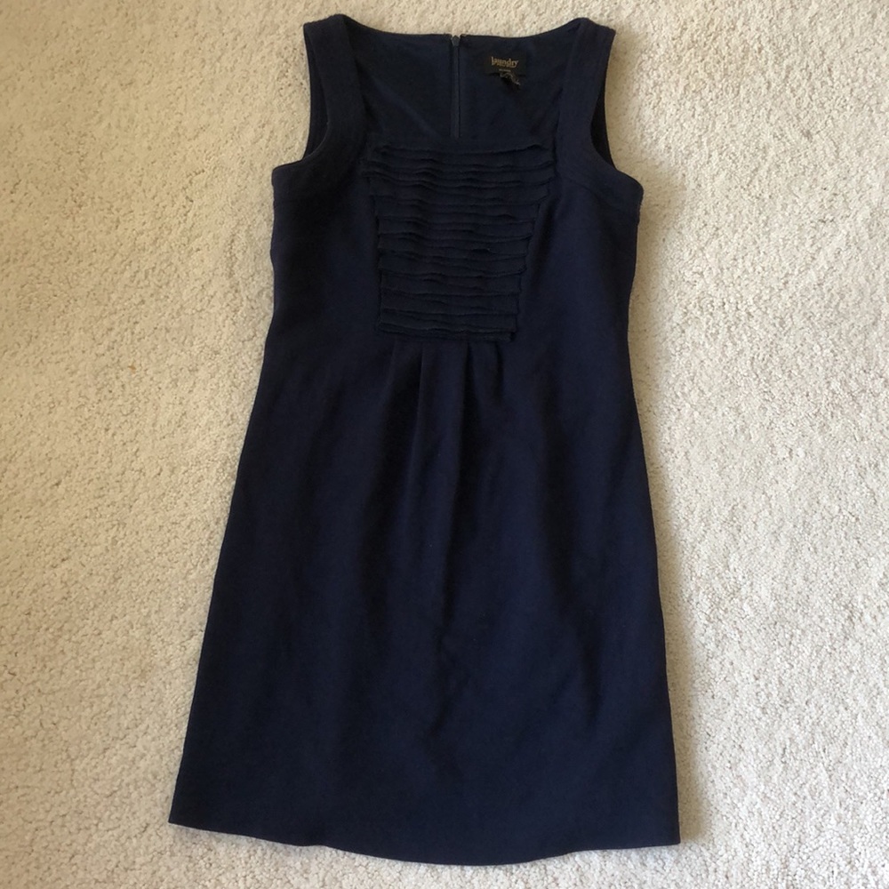 Laundry Navy Sleeveless Knit Dress Bodice Ruching Detail